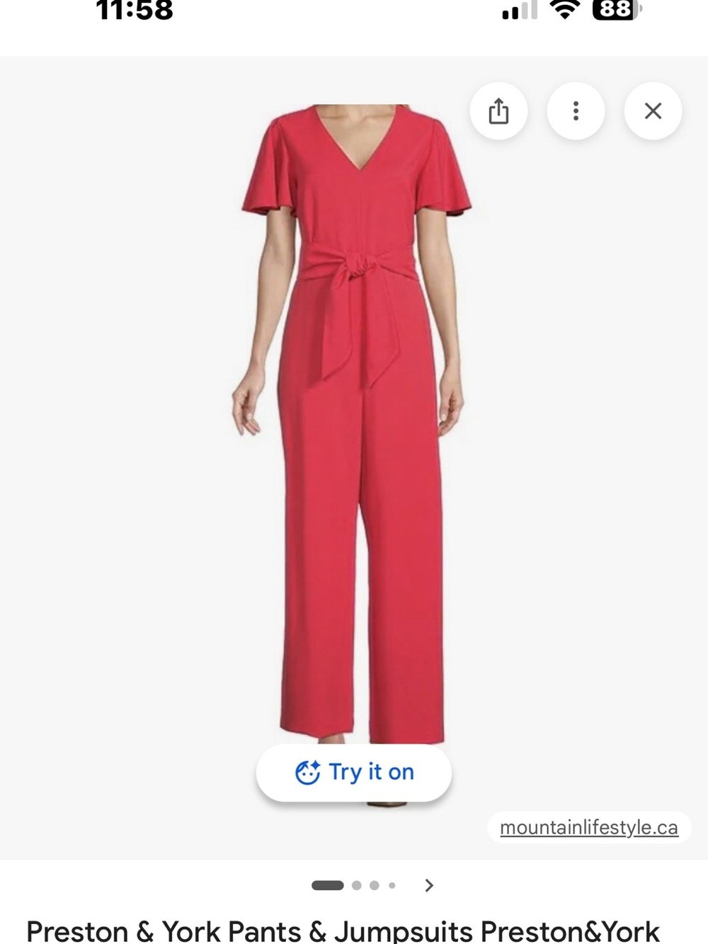 Preston & York Red V-Neck Wrap Maxi Dress with Flutter Sleeves